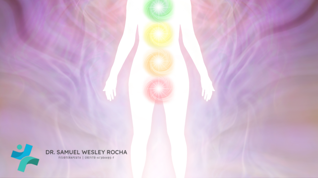 Ilustração da ascensão da Kundalini nascendo na região pélvica (chakra básico) e subindo pela coluna vertebral até o topo da cabeça (chakra primário).